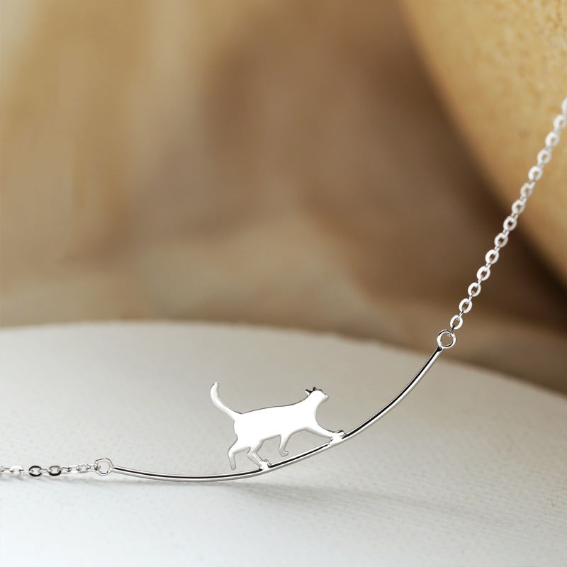 Climbing Cat Silver Necklace - A Symbol of Connection 2