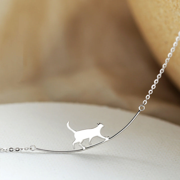 Climbing Cat Silver Necklace - A Symbol of Connection 2