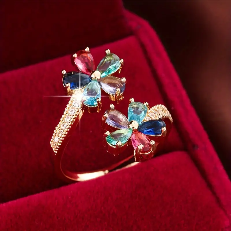 Colorful Daisy Open Ring - Handmade Adjustable Ring Symbolizing Strength and Individuality 0