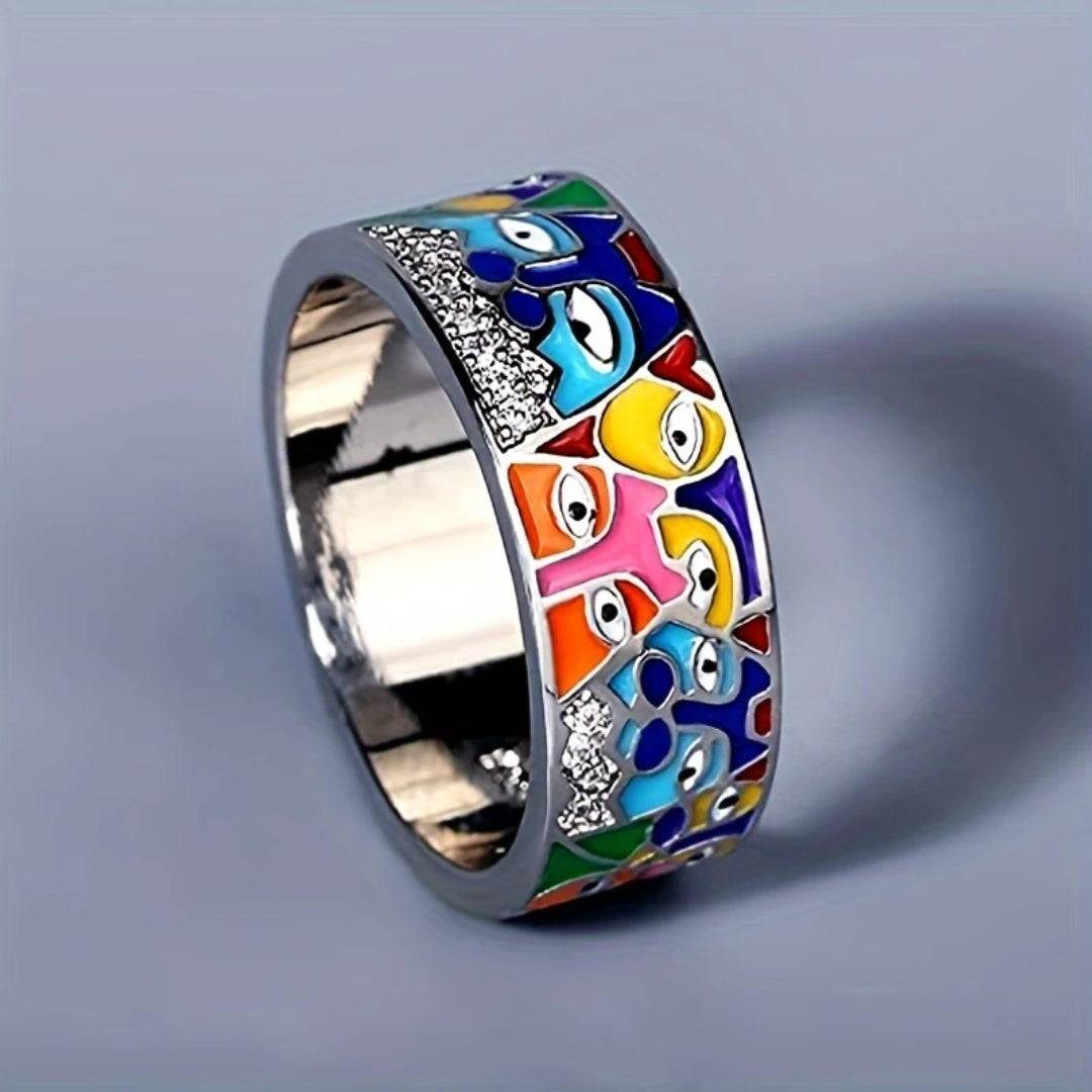 Colorful Eye Silver Ring - A Timeless Symbol of Strength 0