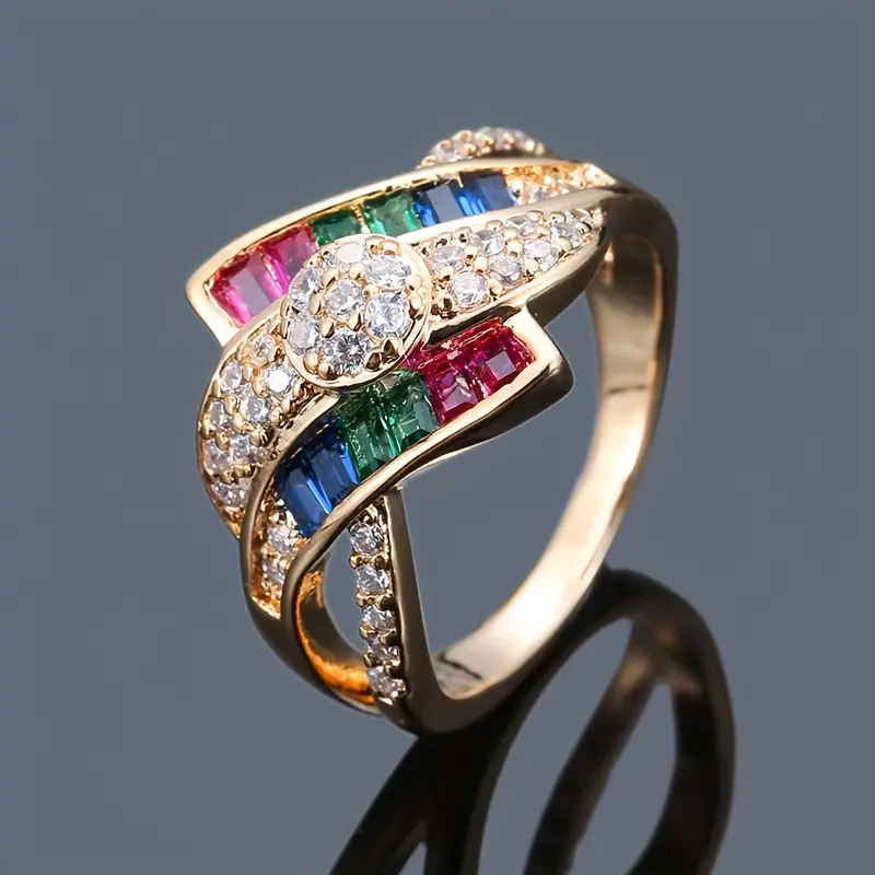 Colorful Irregular Gold Ring 0