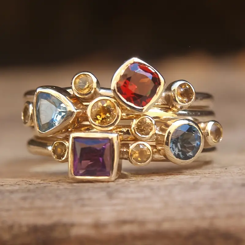 Colorful Layered Gold Ring 0