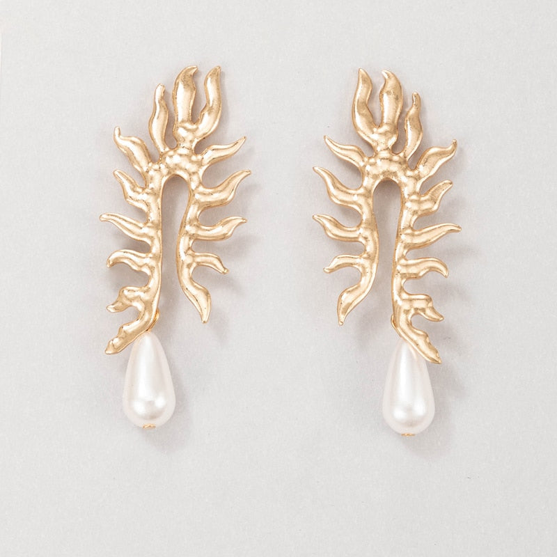 Coral Earrings with Freshwater Pearl Finish - Elegant Earrings for Women 0