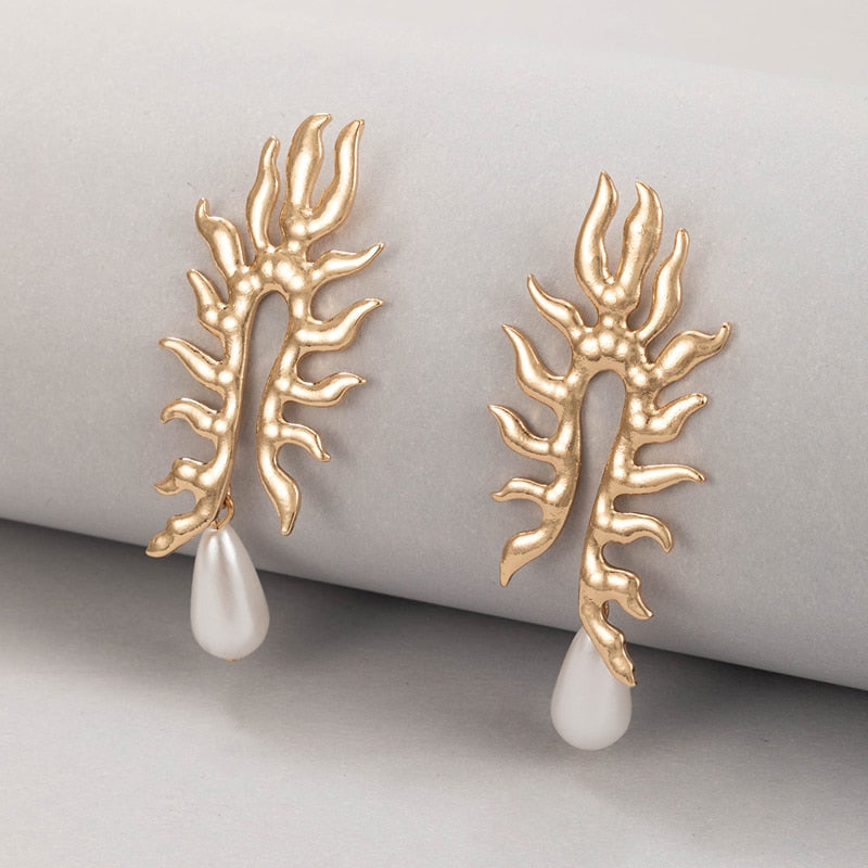 Coral Earrings with Freshwater Pearl Finish - Elegant Earrings for Women 1