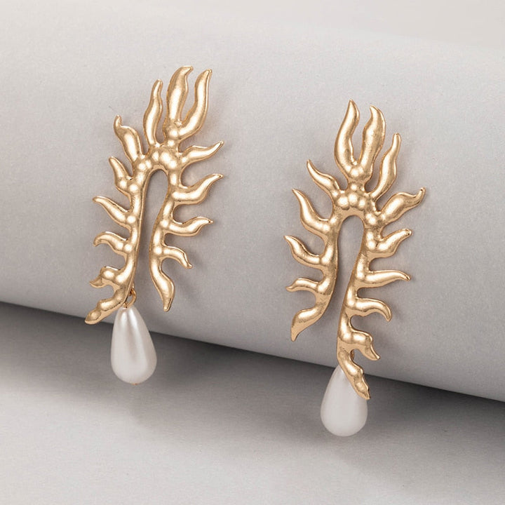 Coral Earrings with Freshwater Pearl Finish - Elegant Earrings for Women 1