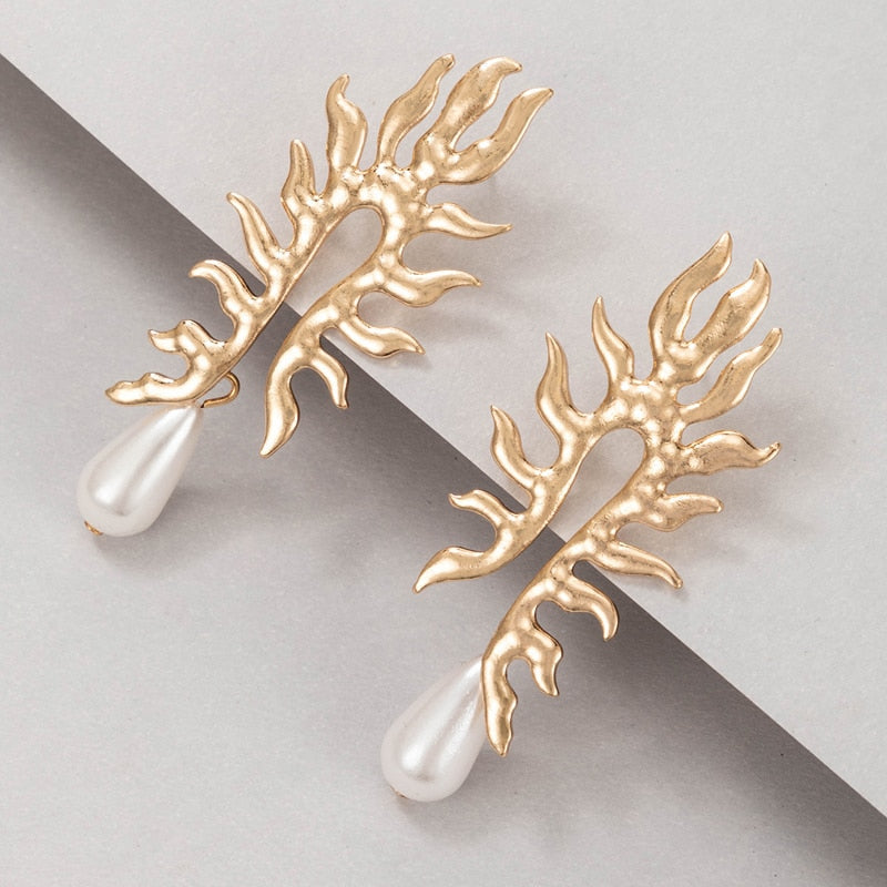 Coral Earrings with Freshwater Pearl Finish - Elegant Earrings for Women 2