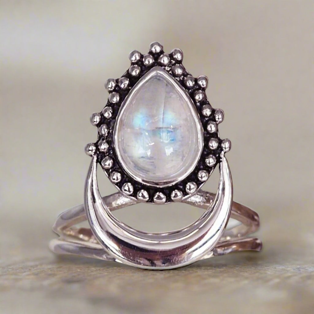 Crescent Moonstone Ring - Handmade Timeless Elegance and Strength 0