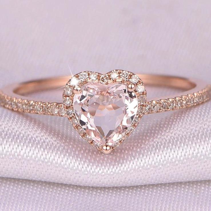Crystal Heart Ring with Zirconias - Handmade, Heart-Shaped Design, Elegant Jewelry 1