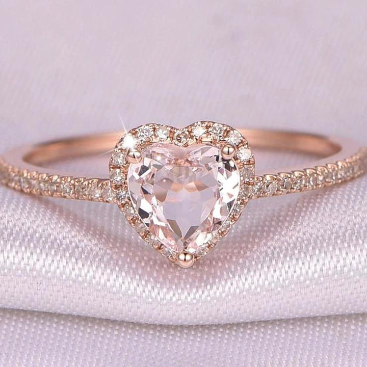 Crystal Heart Ring with Zirconias - Handmade, Heart-Shaped Design, Elegant Jewelry 1