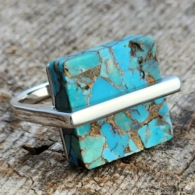 Cubic Blue Stone Sterling Silver Ring - Elegant Silver Ring for Women 0