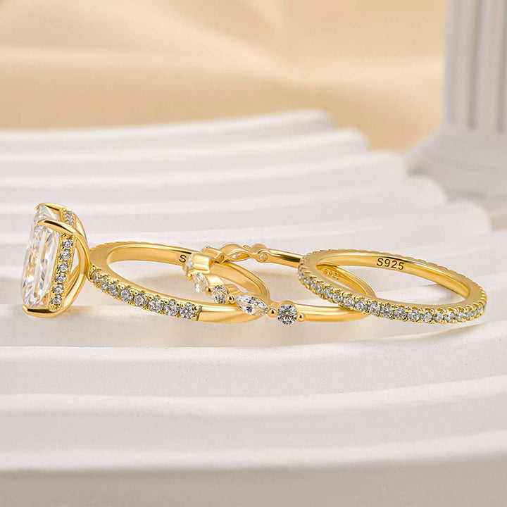 Jaily 3PC Wedding Ring Set Silver