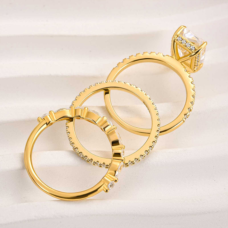 Jaily 3PC Wedding Ring Set Silver