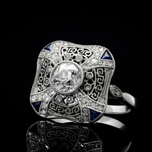 Dark Blue Crystal Silvered Ring 0
