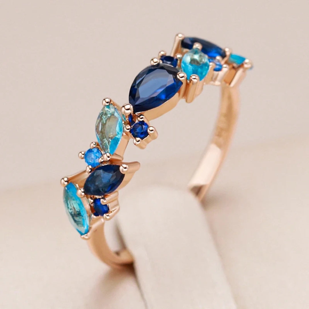 Elegant Blue Crystalline Ring 0