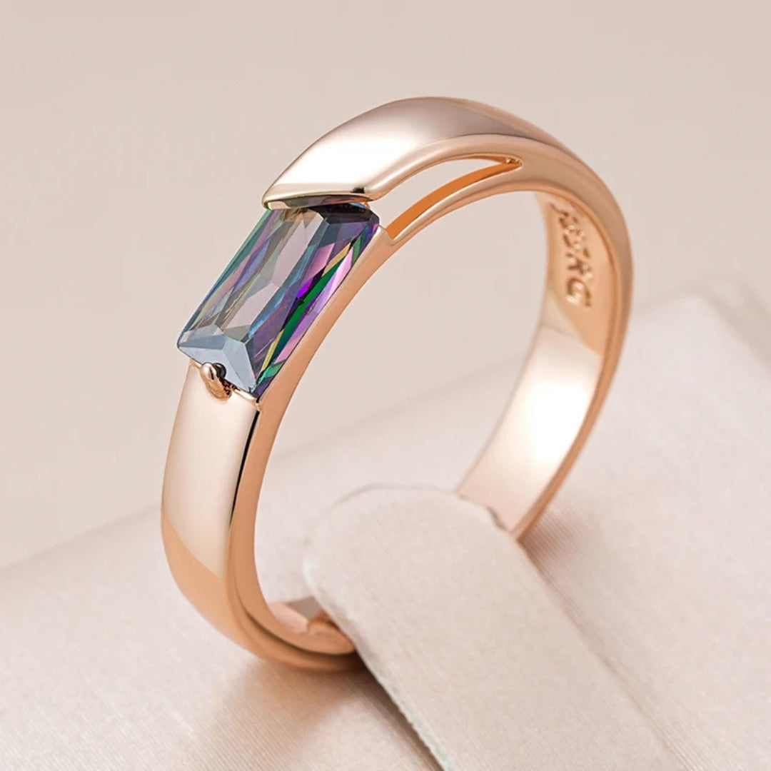 Elegant Colorful Inlaid Crystal Ring 0