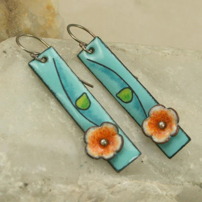 Elegant Floral Enamel Earrings for Everyday Sophistication 0
