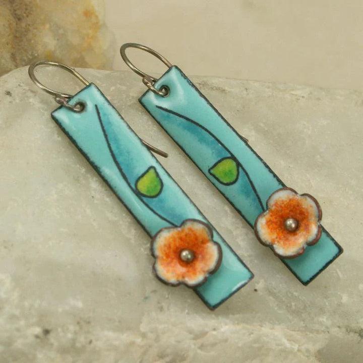 Elegant Floral Enamel Earrings for Everyday Sophistication 0