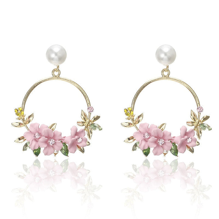 Elegant Gold Flower Pearl Earrings for Women - Lightweight & Versatile Design 5