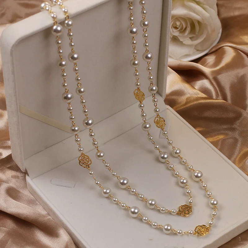 Elegant Gold Pearl Necklace - Handmade Quality, Adjustable Length, Lightweight Design 0