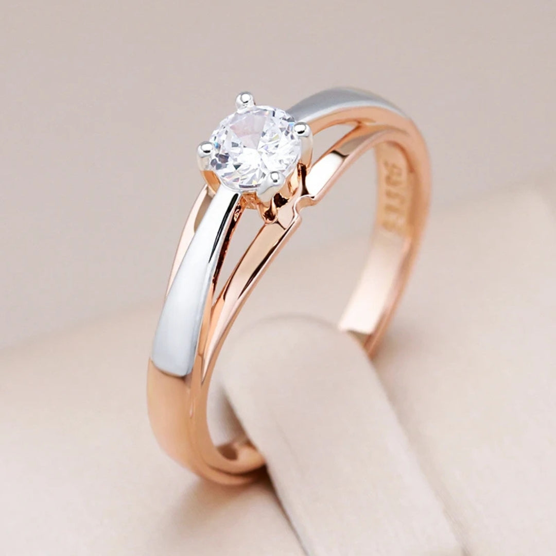 Elegant Gold and Silver Crystal Ring - Handmade, Unique Design for Everyday Wear 0