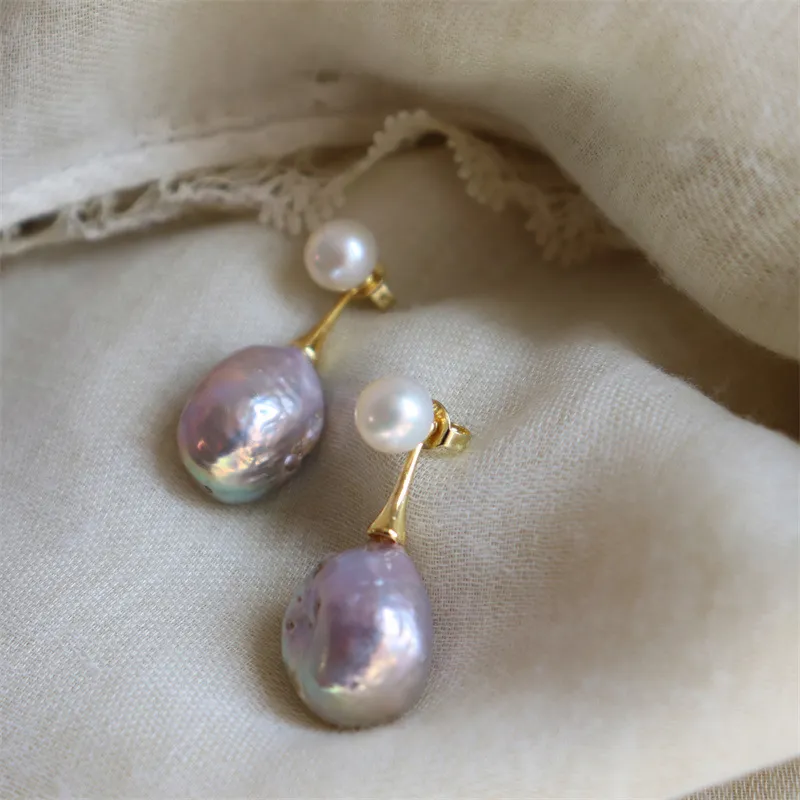Elegant Lilac Pearl Earrings for Women - Timeless Sophistication and Effortless Style 0