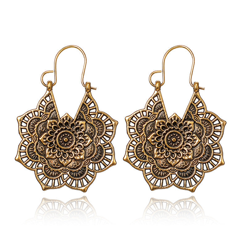 Elegant Lotus Mandala Earrings for Women - Lightweight Everyday Jewelry 0