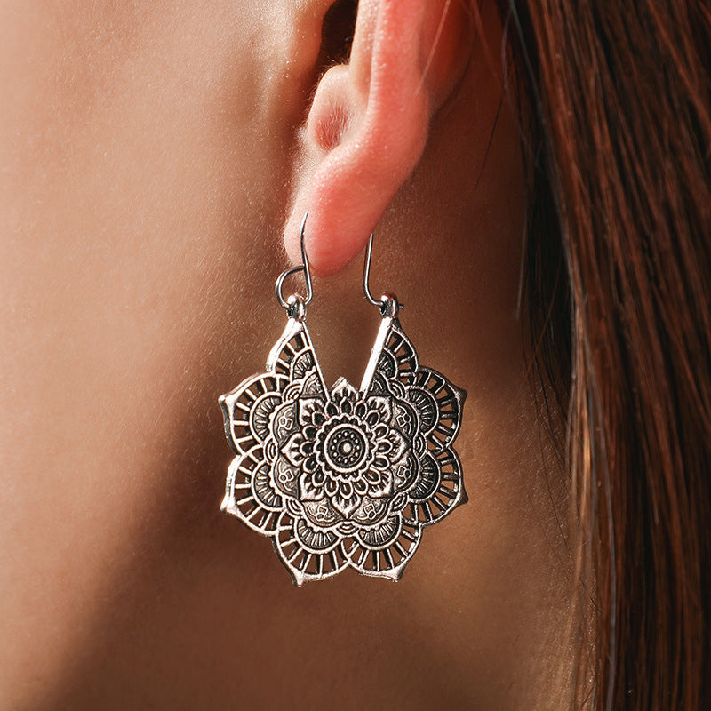 Elegant Lotus Mandala Earrings for Women - Lightweight Everyday Jewelry 1