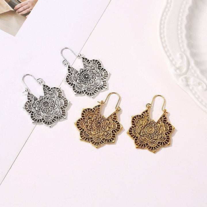 Elegant Lotus Mandala Earrings for Women - Lightweight Everyday Jewelry 5