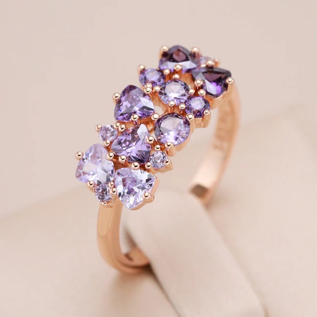 Elegant Purple Crystal Ring 0