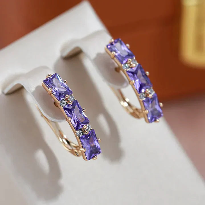 Elegant Purple Zirconia Earrings for Everyday Sophistication 0