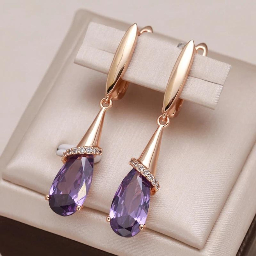 Elegant Purple Zirconia Gold Earrings for Women – Timeless Everyday Style 0