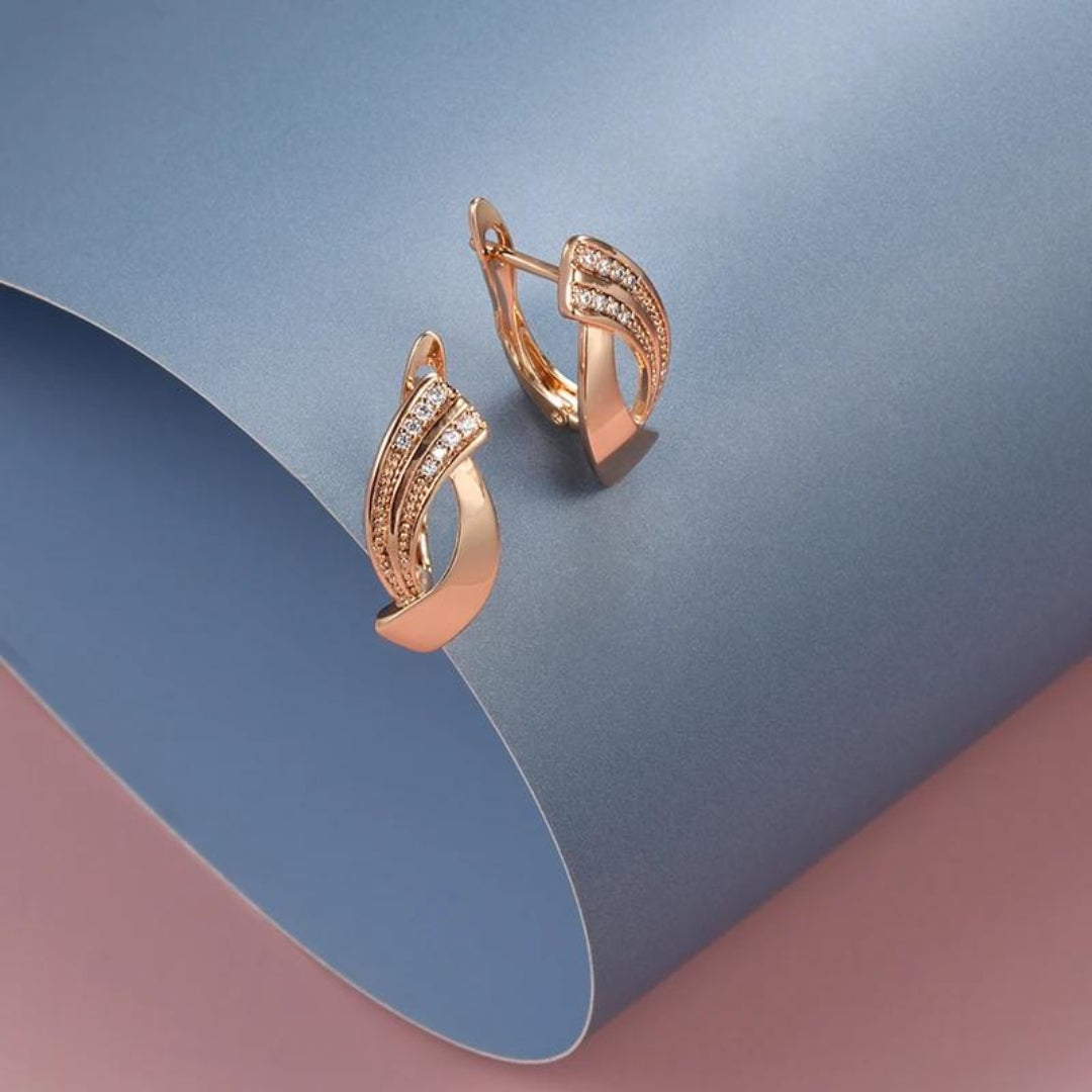 Elegant Rose Gold Earrings for Women with Zirconia Accents 0
