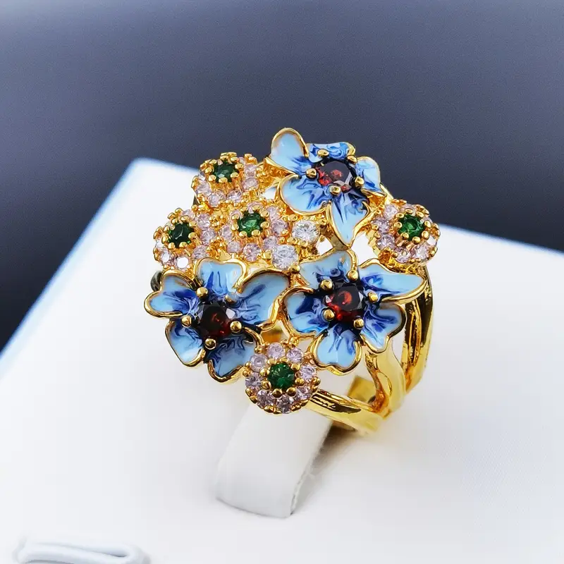 Enamel Blossom Ring - Timeless Symbol of Strength and Elegance 0