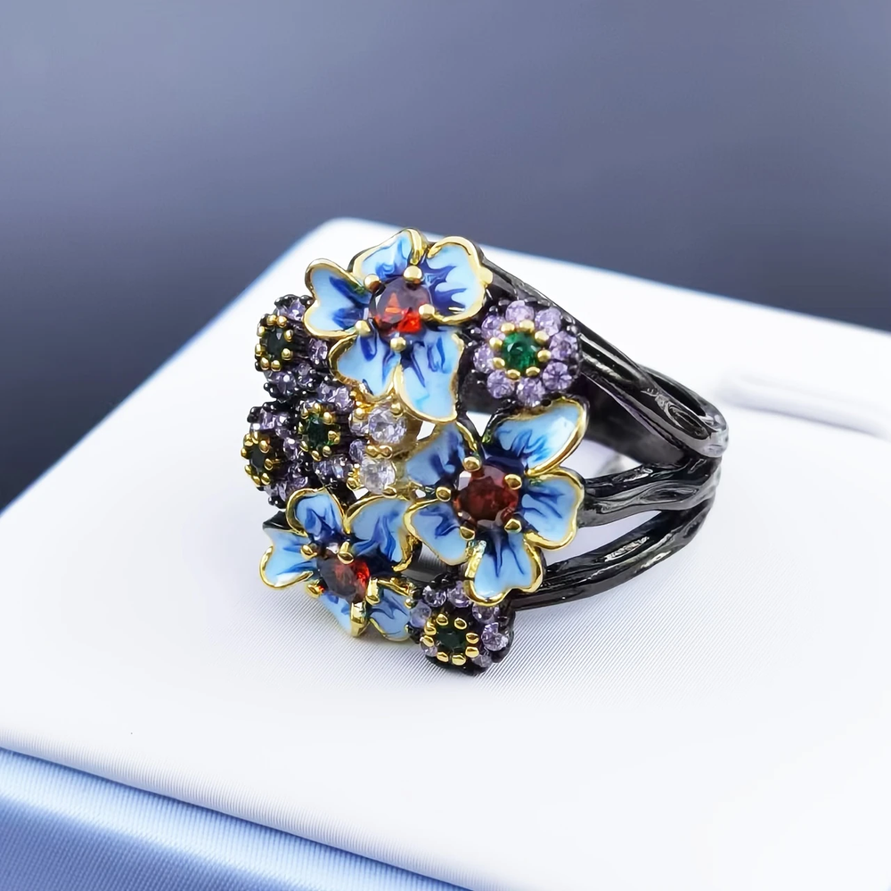 Enamel Blossom Ring - Timeless Symbol of Strength and Elegance 1