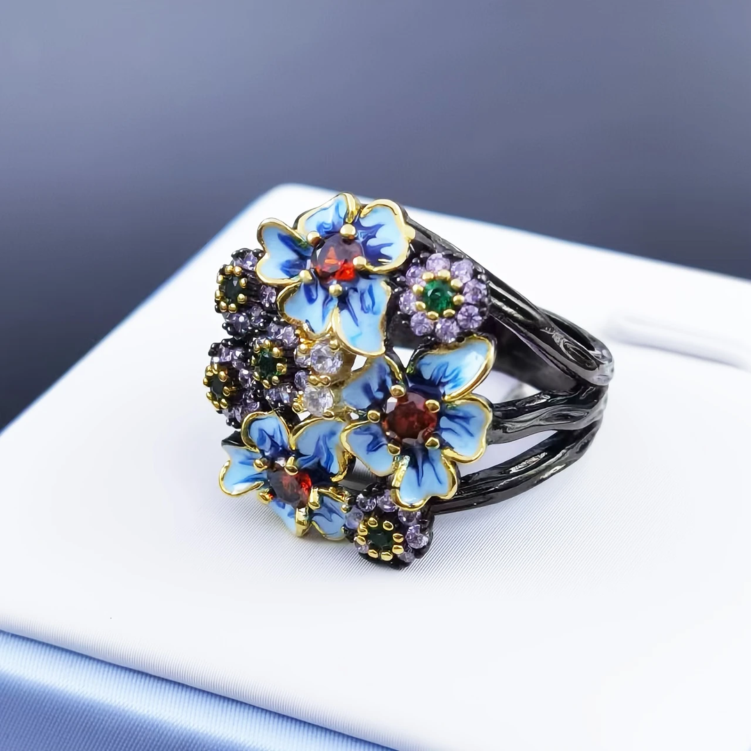 Enamel Blossom Ring - Timeless Symbol of Strength and Elegance 1