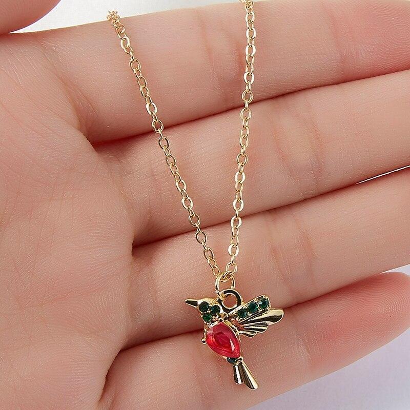 Enamel and Zirconia Hummingbird Necklace 1