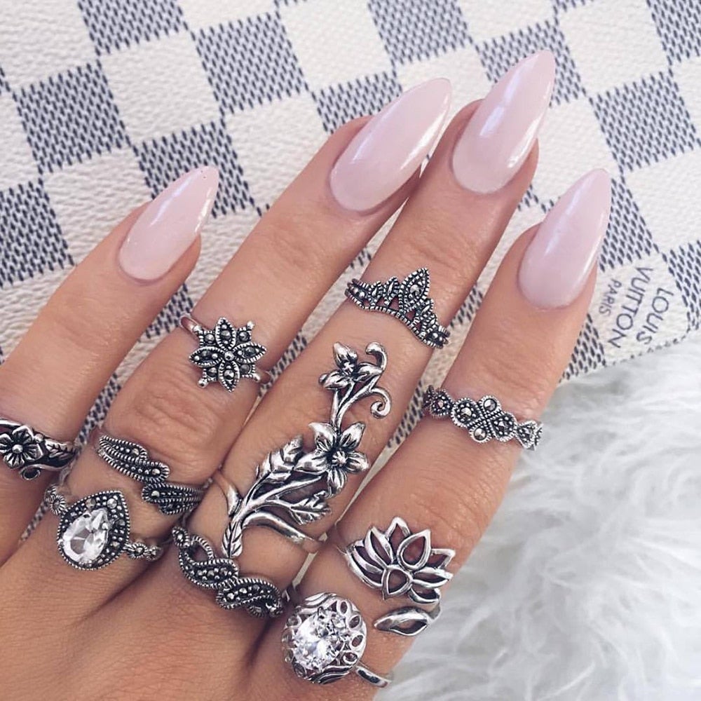 Enchanted Forest Antique Silver Rings Pack - Handmade Stackable Jewelry 0