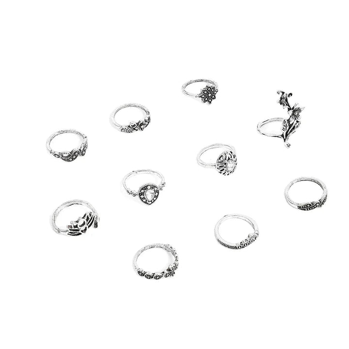 Enchanted Forest Antique Silver Rings Pack - Handmade Stackable Jewelry 2