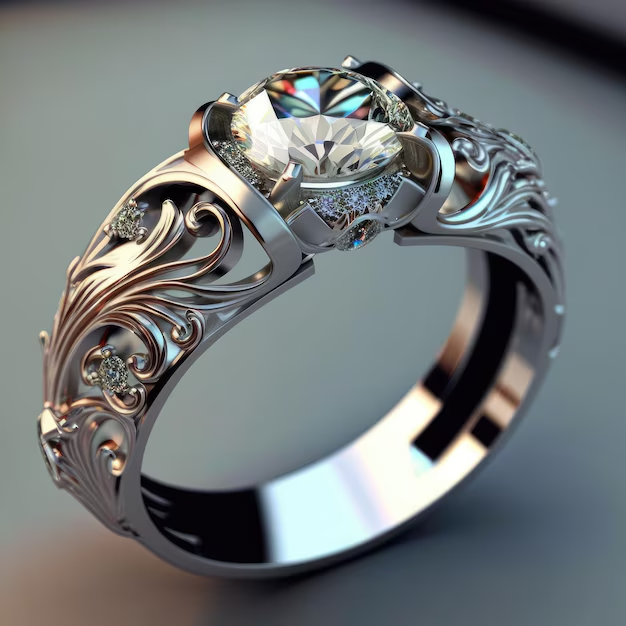 Exotic Crystal Silver Ring 0