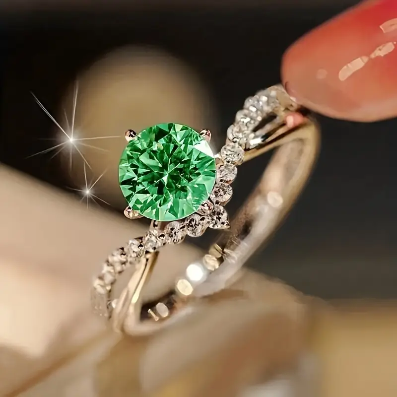 Exotic Green Crystal Ring - Timeless Elegance 0