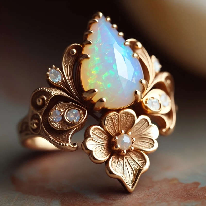 Exotic Opal Gold Ring - Timeless Elegance for Every Occasion 0