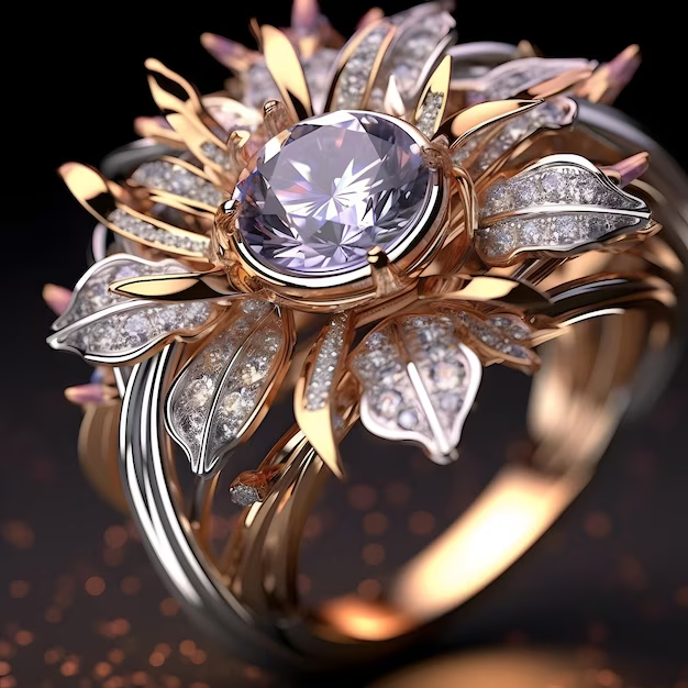 Exotic Violet Blossom Ring 0