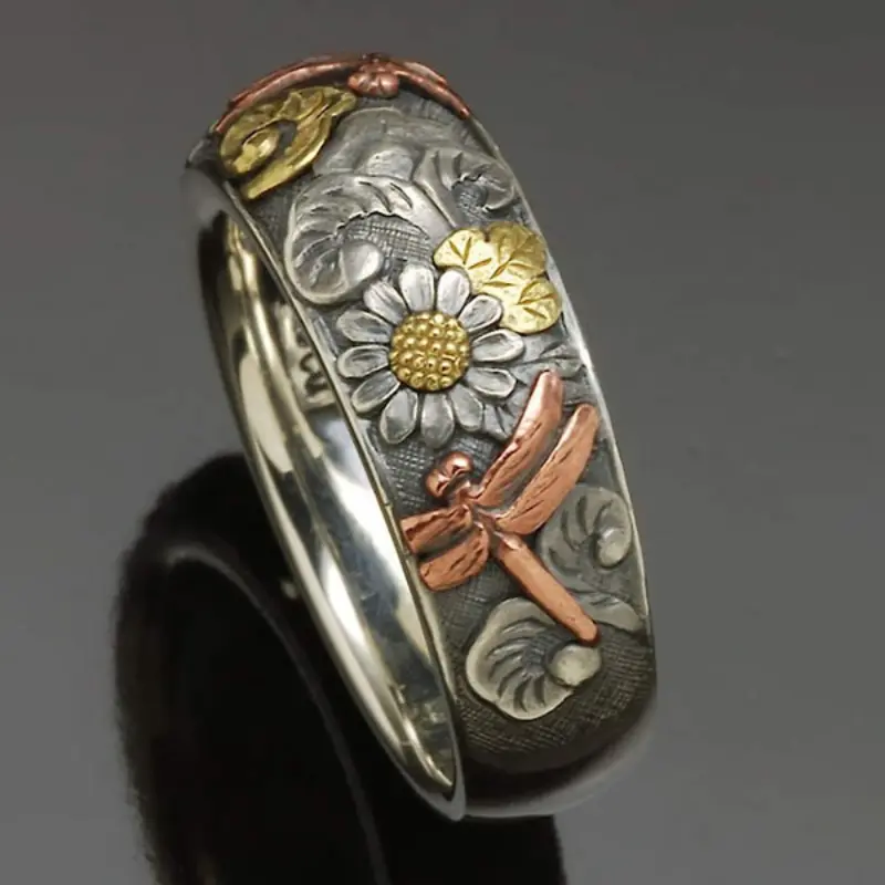 Floral Silvered Ring - Handmade Elegance and Strength in High-Quality Silver Finish 0