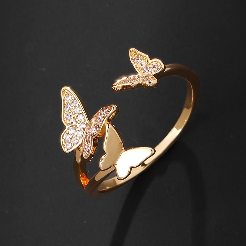Gold Bright Butterfly Ring 0