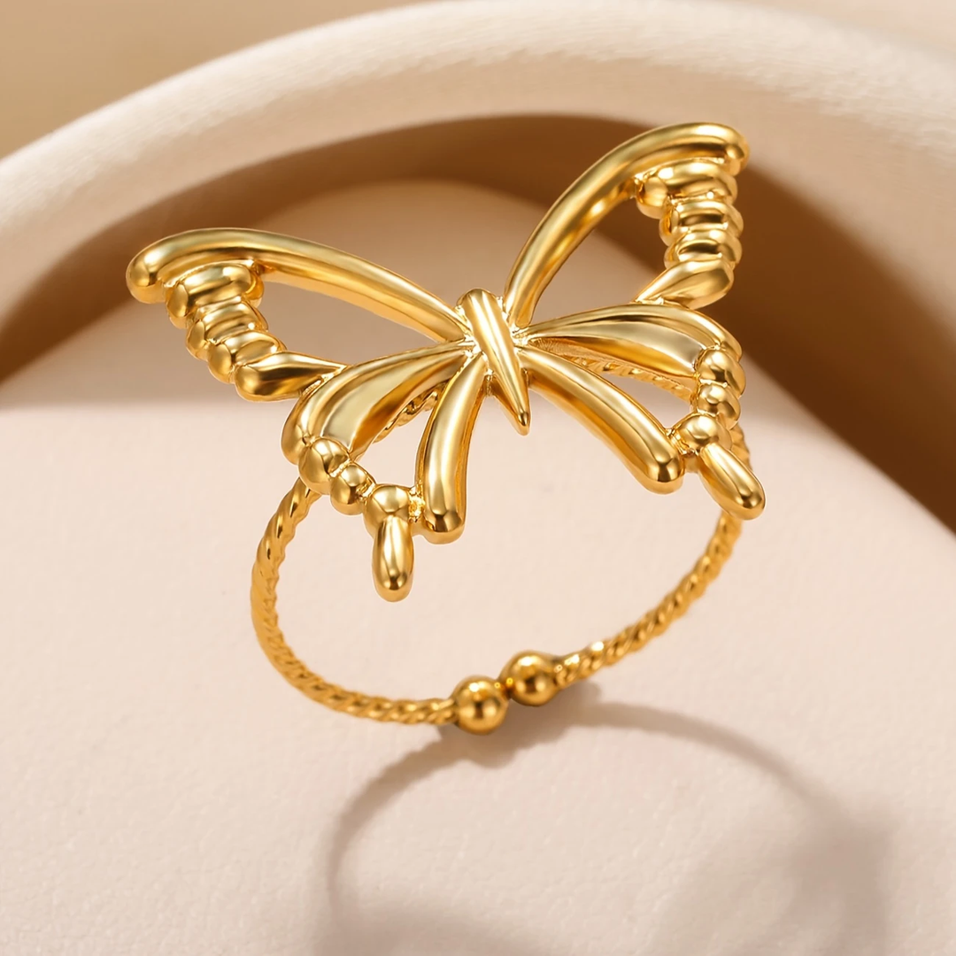 Gold Butterfly Thin Ring 0