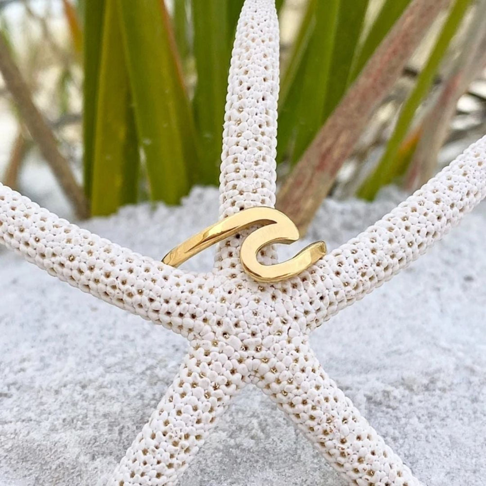 Gold Sea Wave Ring - Timeless Elegance and Strength, Handmade with High-Quality Gold Plating 1