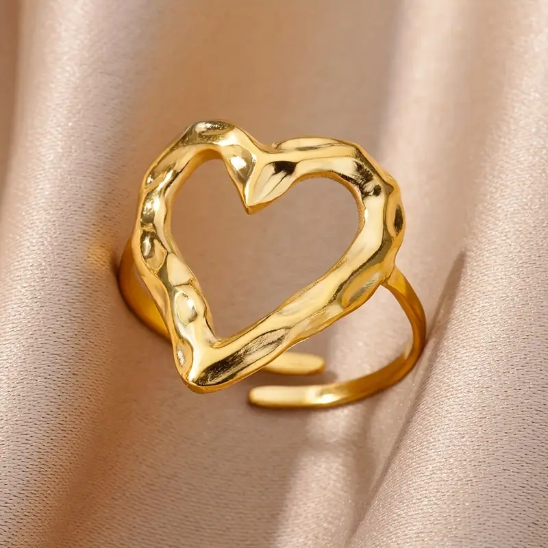 Golden Forged Heart Ring 0
