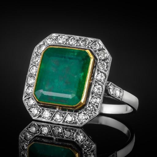 Green Inlaid Cubic Crystalline Ring 0