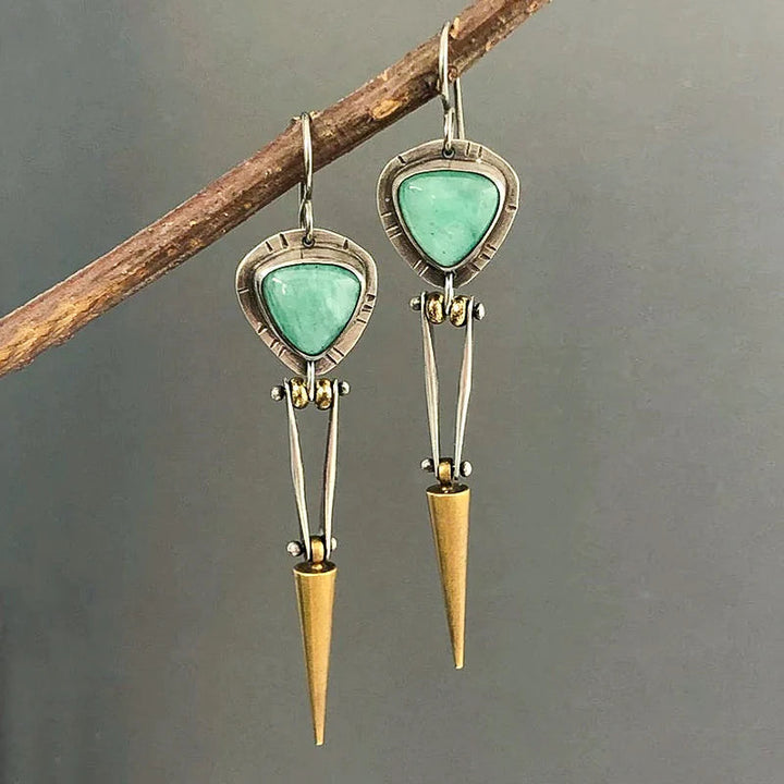 Green Resin Stone Boho Ethnic Earrings 0
