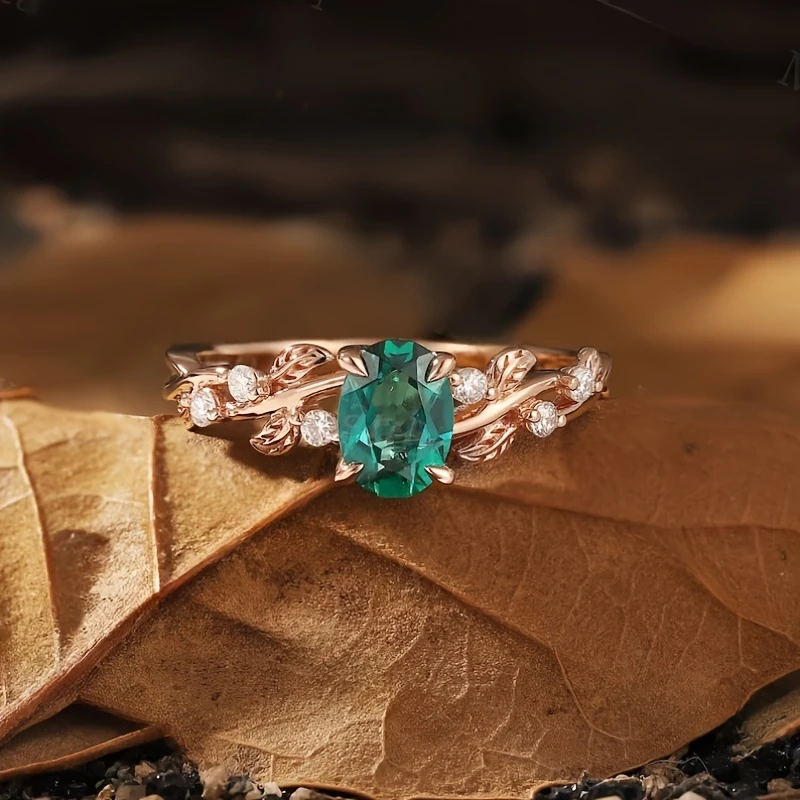 Green Rose Crystal Ring - Timeless Elegance for Every Occasion 0